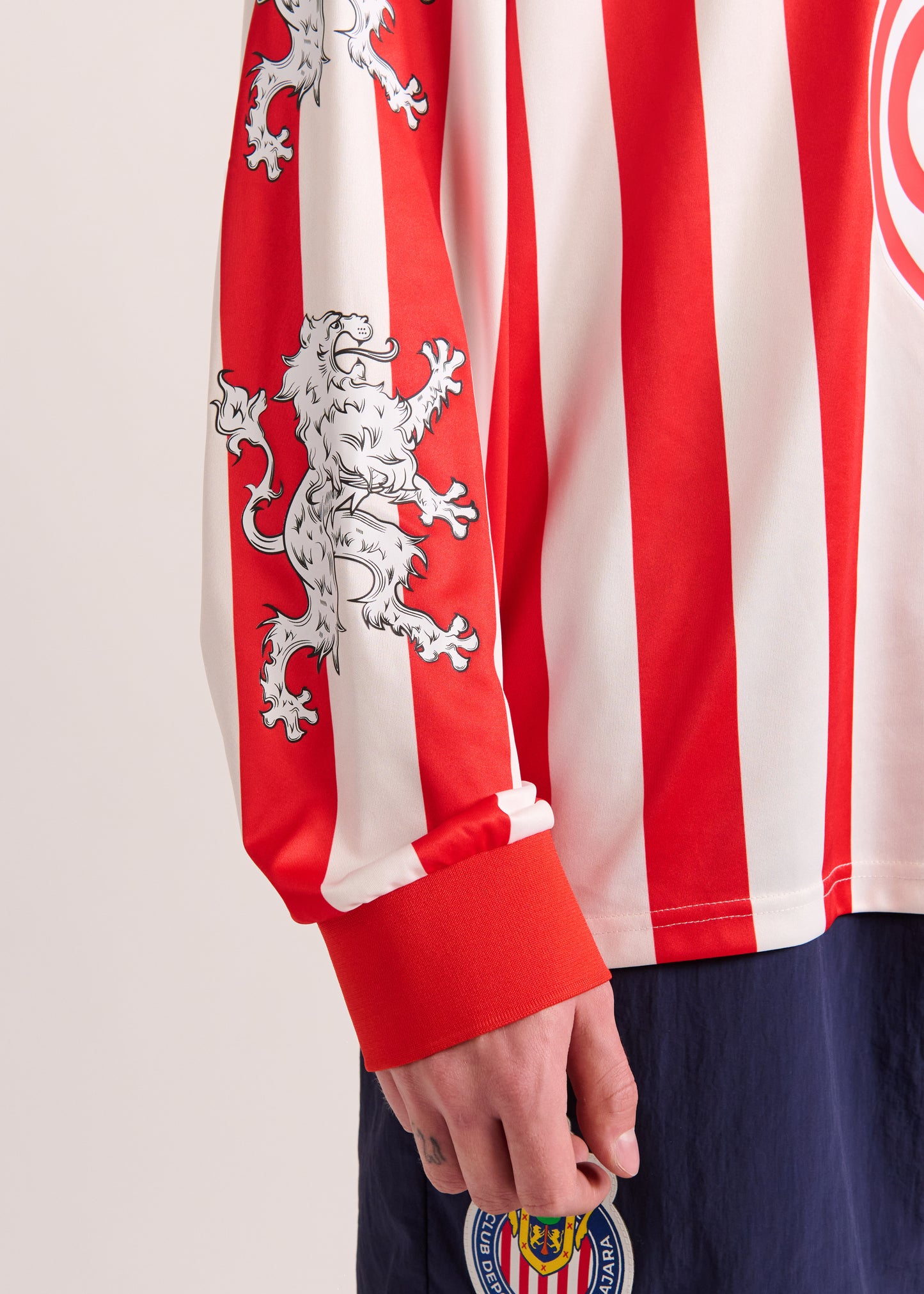 PUMA X LYM X CHIVAS LONG SLEEVE WHITE AND RED RETRO JERSEY SELECT.